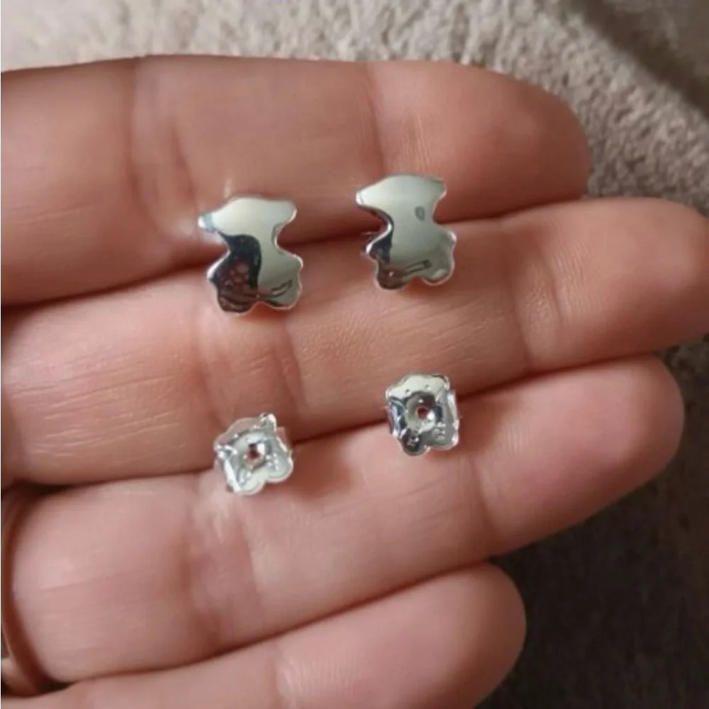 Sterling silver Star bear Earrings 925 1.1CM